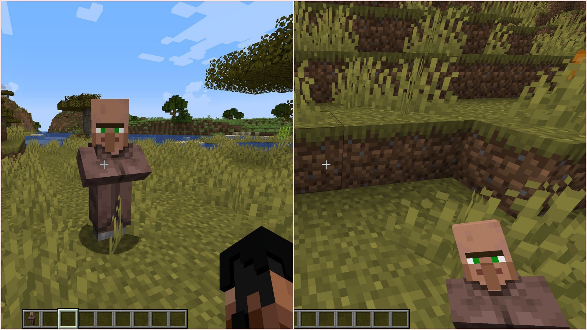 The mod allows players to pick up villagers as items (Image via Sportskeeda Gaming || Mojang Studios)